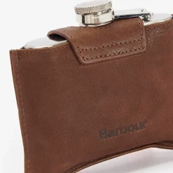 Barbour 4OZ Hinged Hip Flask Classic Brown