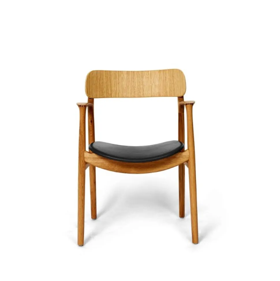 Bent Hansen Asger Spisebordsstol Eg/Olie Sort Zenso 2 Læder
