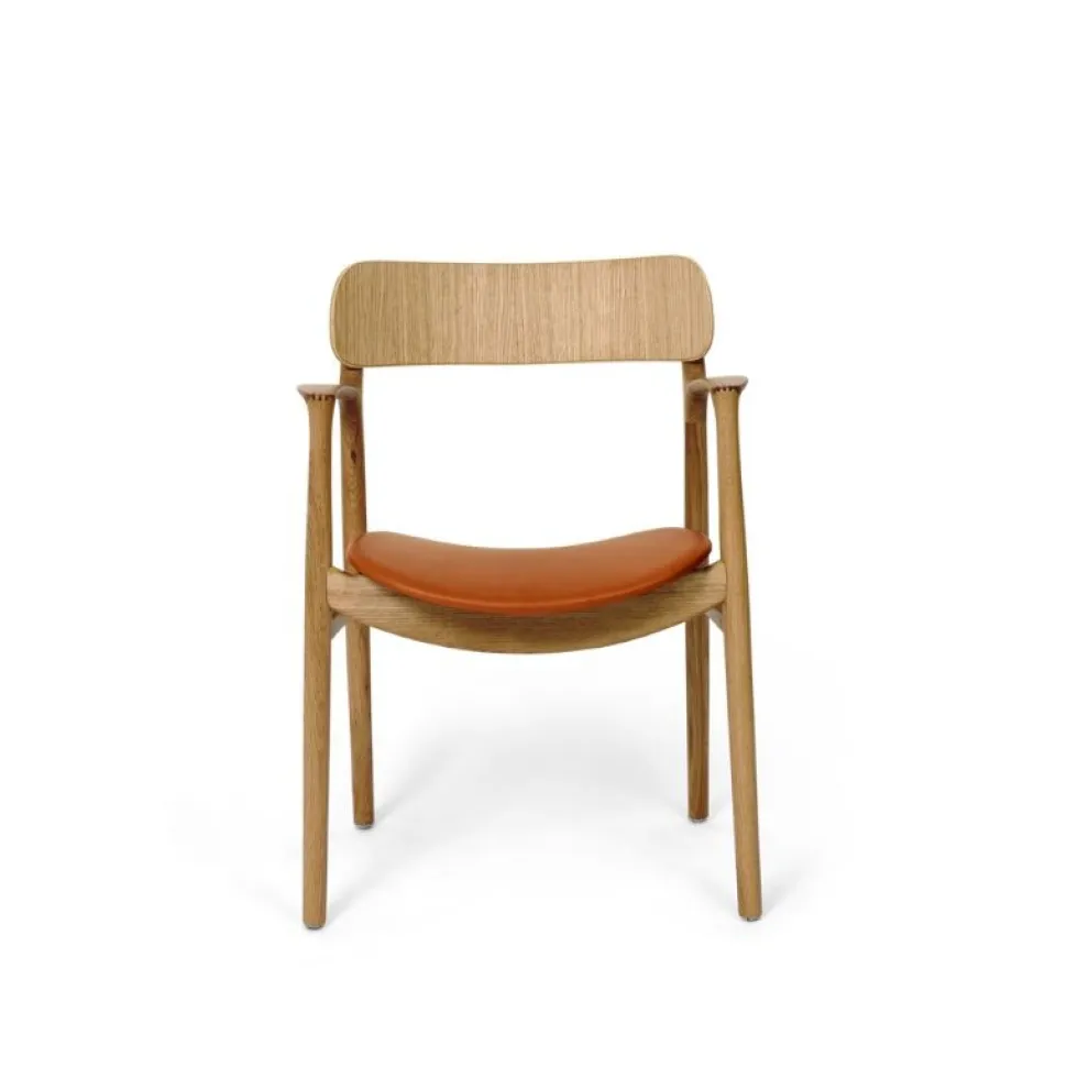 Bent Hansen Asger Spisebordsstol Eg/Lys Olie Cognac Zenso 2 Læder