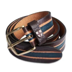 Blue De Génes Tino Belt Brown Stripe