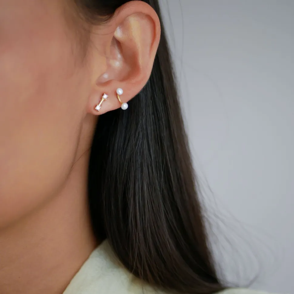 Enamel Copenhagen Earrings 2 Pearls Gold-Plated