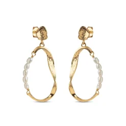 Enamel Copenhagen Earrings Aloma Pearl Small Gold-Plated