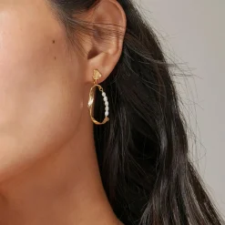 Enamel Copenhagen Earrings Aloma Pearl Small Gold-Plated