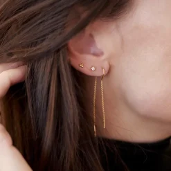 Enamel Copenhagen Hoop Chain Earrings Gold-Plated