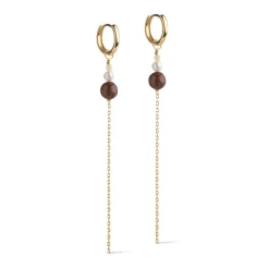 Enamel Copenhagen Hoops Jana Light Yellow/Pearl/Brown Gold-Plated