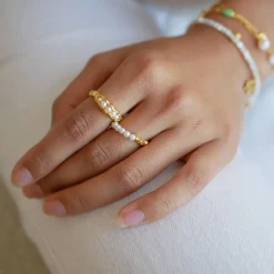 Enamel Copenhagen Ring Ailana Pearl Gold-Plated