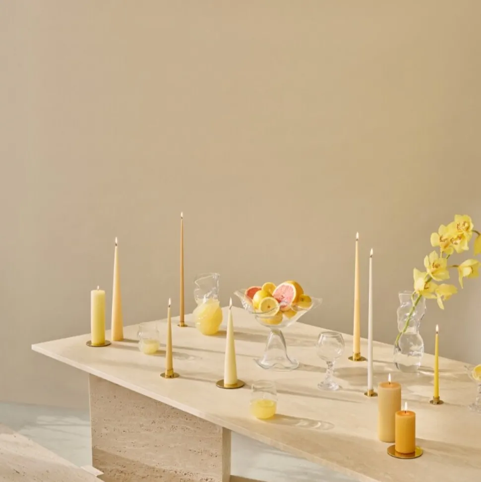 Ester & Erik Lysestage Børstet Guld Lille