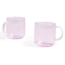 HAY Borosilicate Mug Pink With White Handle 2 stk.