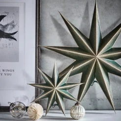 House Doctor 9 Point Star Green/Champagne Small