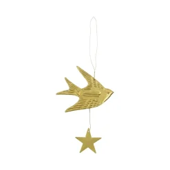 House Doctor Bird/Star/Heart Ornaments Antique Brass