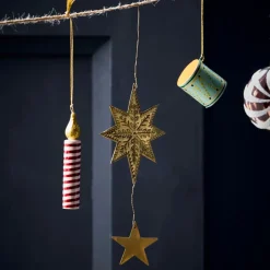 House Doctor Bird/Star/Heart Ornaments Antique Brass