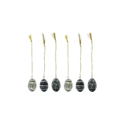 House Doctor Easter Egg Ornament 6 Pieces Black/Off-White Ø3