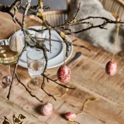 House Doctor Easter Egg Ornament 6 Pieces Burned Red