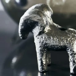 House Doctor Ram Candle Holder Antique Silver