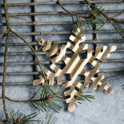 House Doctor Tin Plate Snowflake Ornament Antique Gold