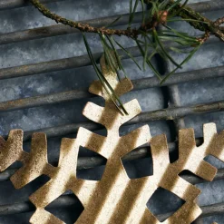 House Doctor Tin Plate Snowflake Ornament Antique Gold