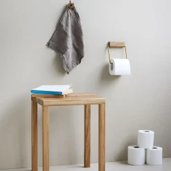 Moebe Toilet Roll Holder Oak/Brass