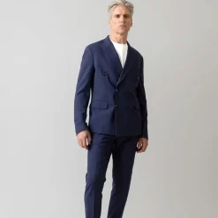 Mos Mosh Gallery Lui Dynamic Luxe Double-Breasted Blazer Navy