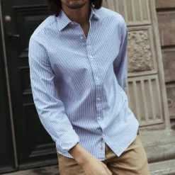 Mos Mosh Gallery Marco Oxford Stripe Shirt Light Blue
