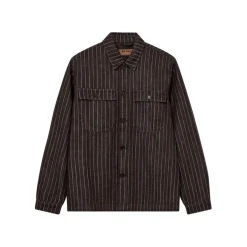 Mos Mosh Gallery Matteo Brown Stripe Overshirt Chocolate