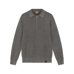 Mos Mosh Gallery Royce Zip Polo Knit Light Grey