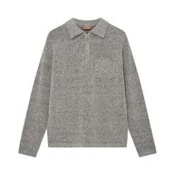 Mos Mosh Gallery Ryan Soft Zip Polo Pullover Light Grey