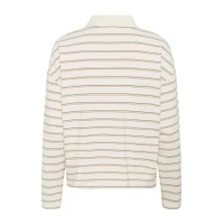 My Essential Wardrobe AnnaMW LS Polo Blouse Snow White Stripe