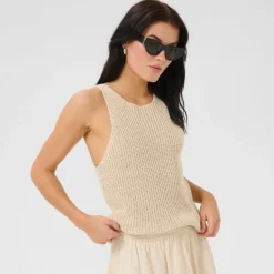 My Essential Wardrobe Diva Knit Top Almond Milk
