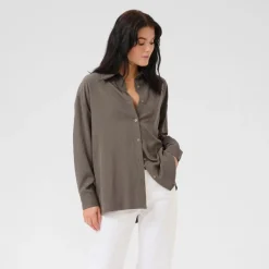 My Essential Wardrobe Gilda Boxy Shirt Walnut