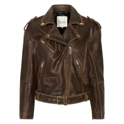 My Essential Wardrobe Gilo Leather Jacket Brown Retro Wash
