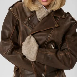 My Essential Wardrobe Gilo Leather Jacket Brown Retro Wash