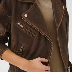 My Essential Wardrobe Gilo Leather Jacket Brown Retro Wash