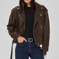 My Essential Wardrobe Gilo Leather Jacket Brown Retro Wash
