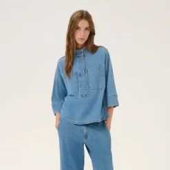 My Essential Wardrobe Lara Blouse Medium Blue Wash