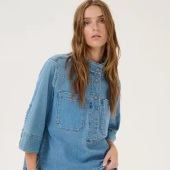 My Essential Wardrobe Lara Blouse Medium Blue Wash