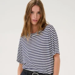 My Essential Wardrobe Lisa Striped Tee Dark Sapphire Blue Stripe
