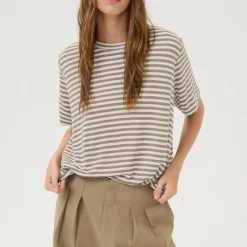 My Essential Wardrobe Lisa Striped Tee Major Brown Striped