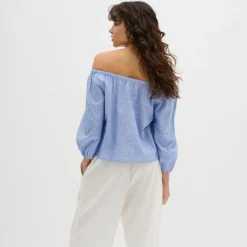 My Essential Wardrobe Skye Blouse Delft Blue Striped