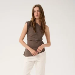 My Essential Wardrobe Sora Off Shoulder Top Major Brown