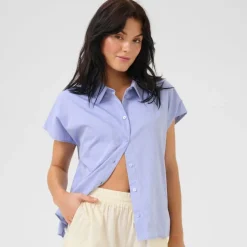 My Essential Wardrobe Stino Boxy Shirt Vista Blue