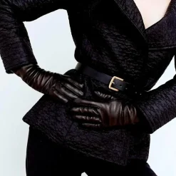 RHANDERS Anna Leather Gloves Black