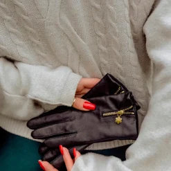 RHANDERS Arabella Leather Gloves Black