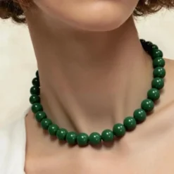 Soï Krystal Halskæde Faro Grøn Jade