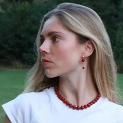 Soï Krystal Halskæde Faro Rød Jade