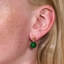 Soï Krystal Nora Øreringe Grøn Jade