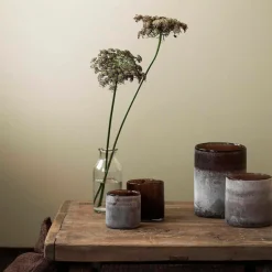 Tell Me More Frost Candleholder Small Brown