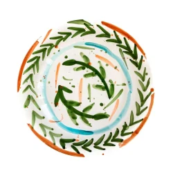 Val Pottery Miguel Plate Dark Green Feathers