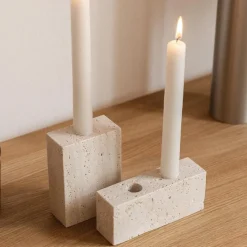 Wabi Sabi Nordic Epode Lysestage (2) Travertin