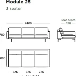 Wendelbo Edge V1 3-Pers. Sofa Sort Faith Læder